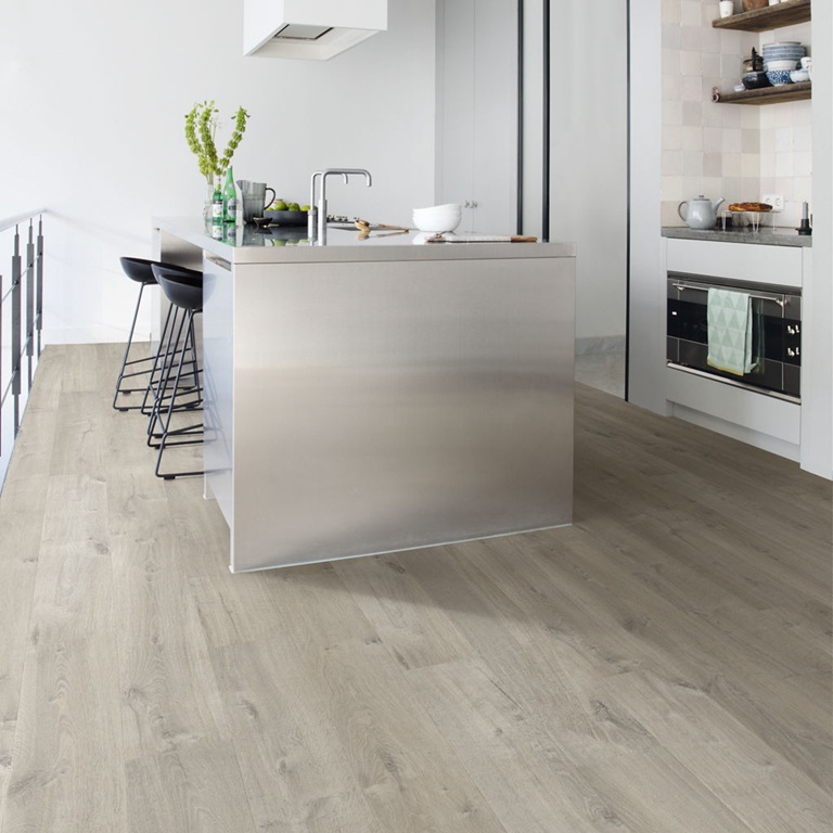 Piso Laminado Quick Step Carvalho Cinza Suave