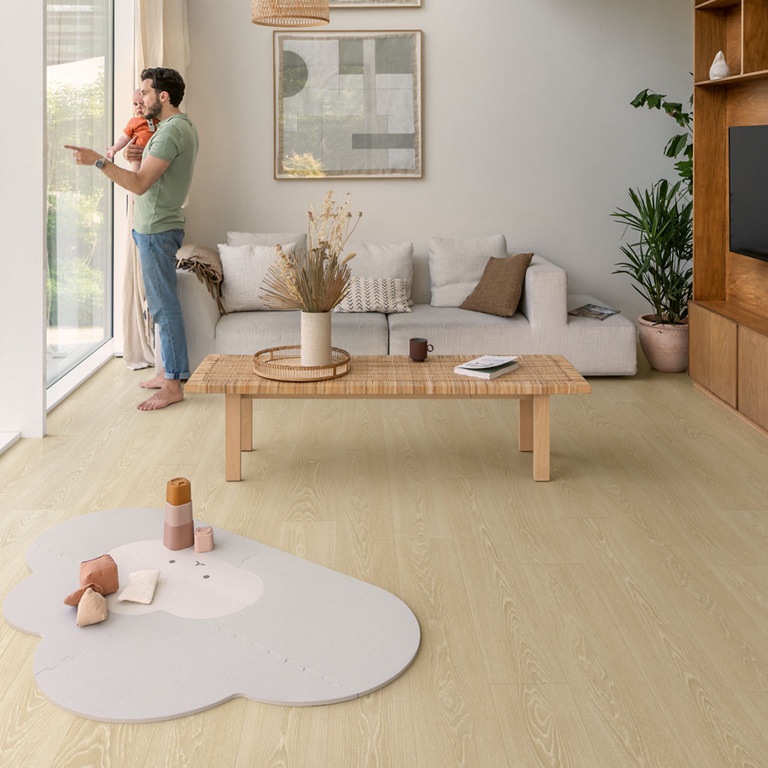 Piso Laminado Quick Step Carvalho Congelado Bege
